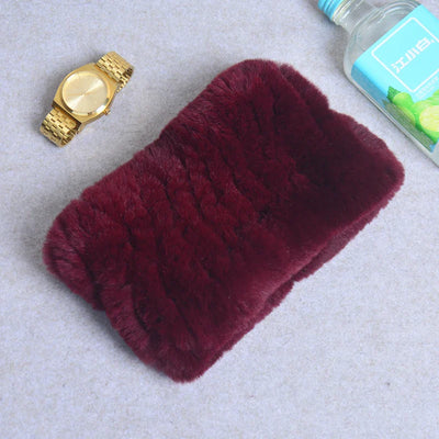 Women Real Fur Handmade Stretch Fur Scarf Knit Genuine Rex Rabbit Fur Headbands Girls Natural Fur Ring Cowl Snood Scarves Winter