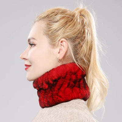 Women Real Fur Handmade Stretch Fur Scarf Knit Genuine Rex Rabbit Fur Headbands Girls Natural Fur Ring Cowl Snood Scarves Winter