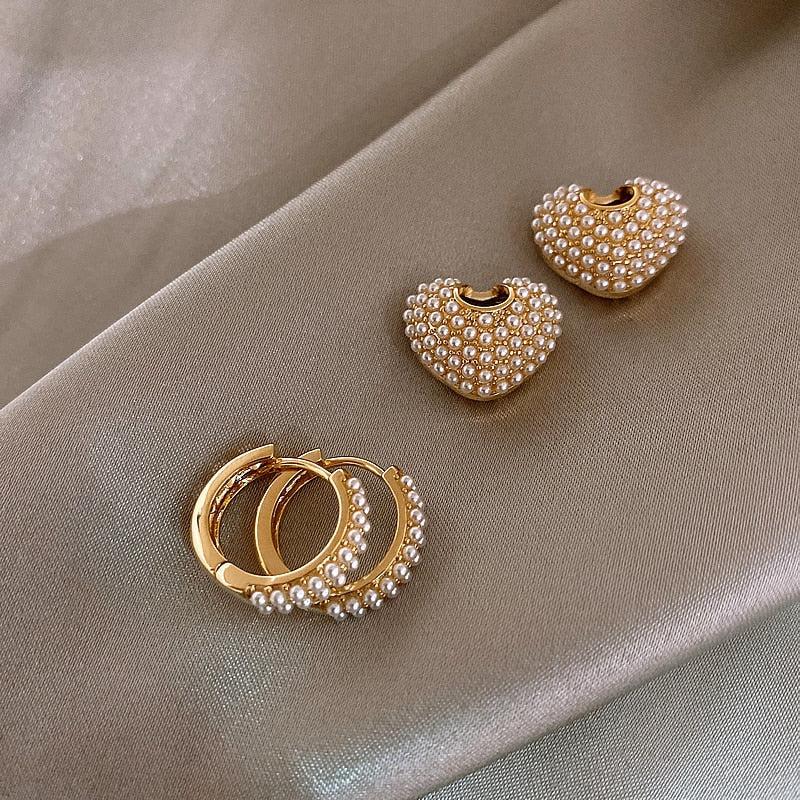 Pearls of Love Earrings in Gold