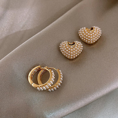 Gold earrings "Pearls of Love