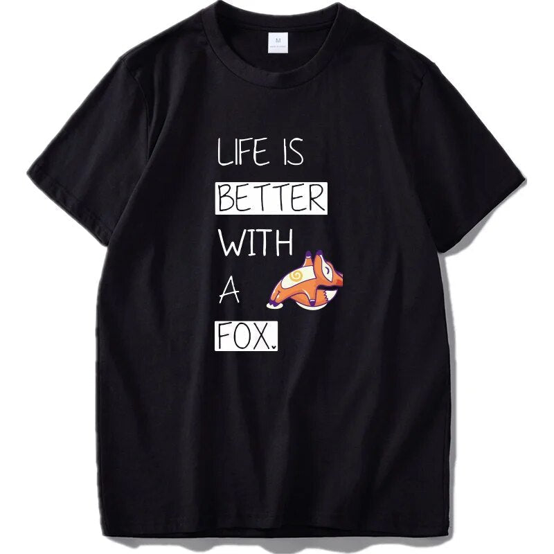 Fox T shirt EU Size This Is My Human I'm Really A Fox Funny Cute Animal Black 100% Cotton Tshirt