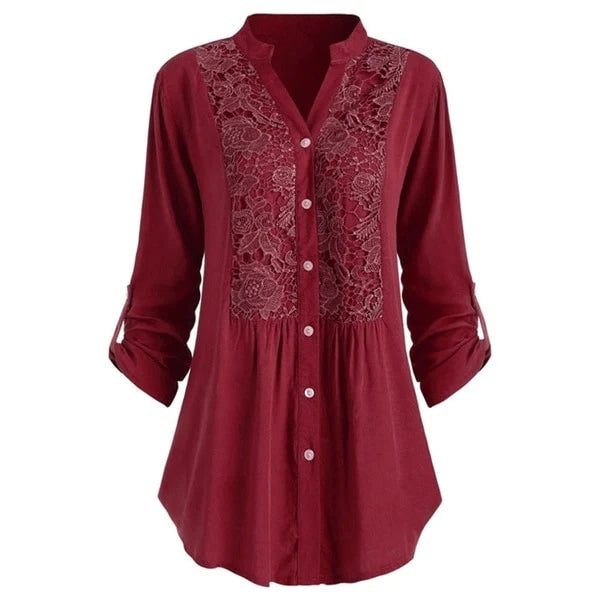 Avencea - Long blouse for women with puff sleeves