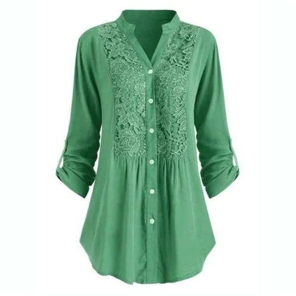 Avencea - Long blouse for women with puff sleeves