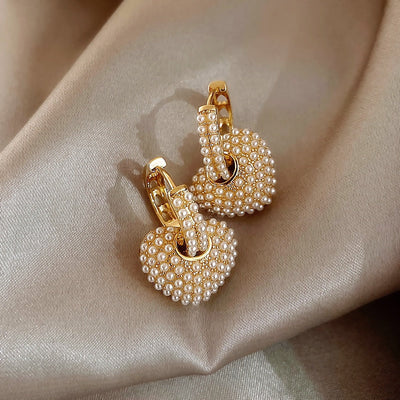Gold earrings "Pearls of Love