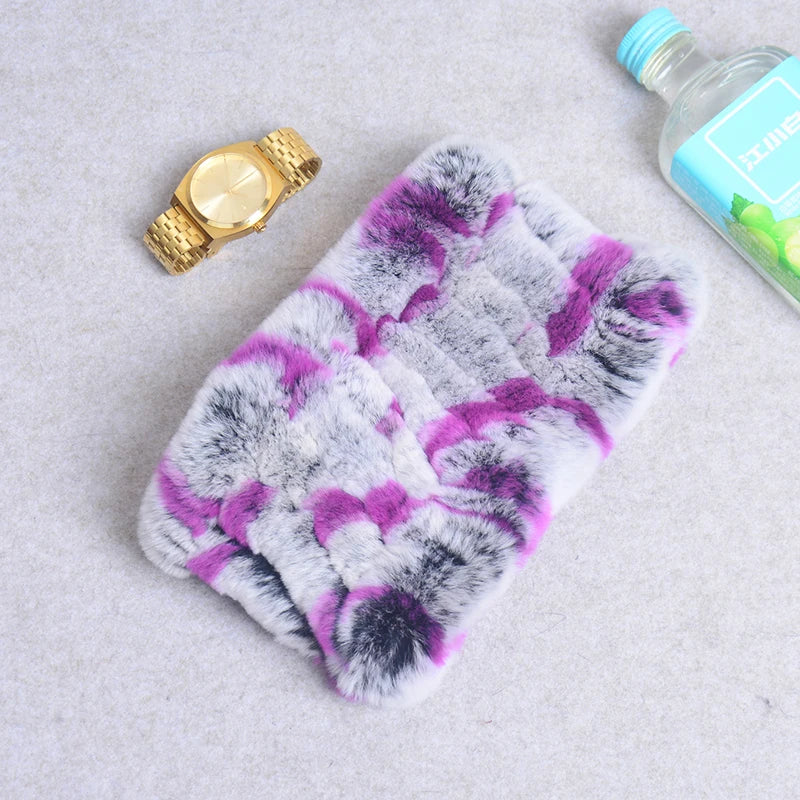 Women Real Fur Handmade Stretch Fur Scarf Knit Genuine Rex Rabbit Fur Headbands Girls Natural Fur Ring Cowl Snood Scarves Winter