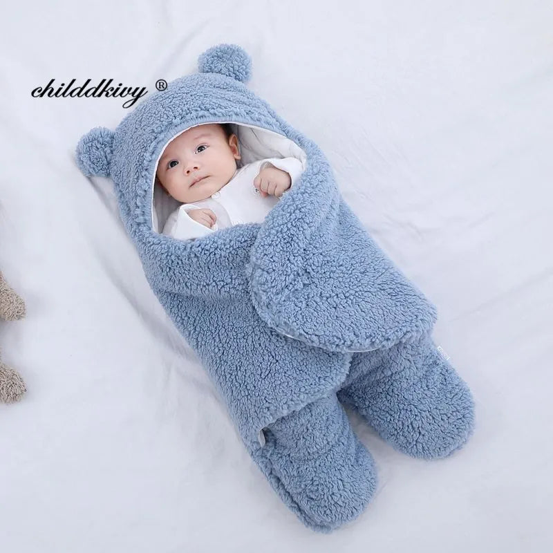 Newborn Baby Sleeping Bags Soft Baby Wrap Blankets Bedding Envelope For Newborn Thicken Fleece Infant Sleepsack 0-6 Months