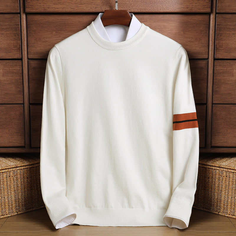 Men’s Pullover Sweatshirt – Wool Blend – Classic Fit – Mock Neck – Ribbed Trim – Sporty Detail