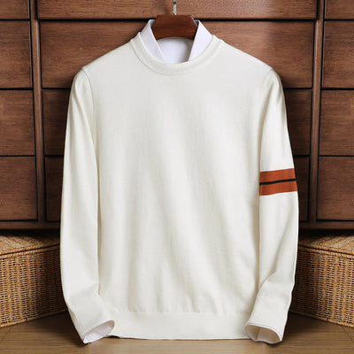 Men’s Pullover Sweatshirt – Wool Blend – Classic Fit – Mock Neck – Ribbed Trim – Sporty Detail