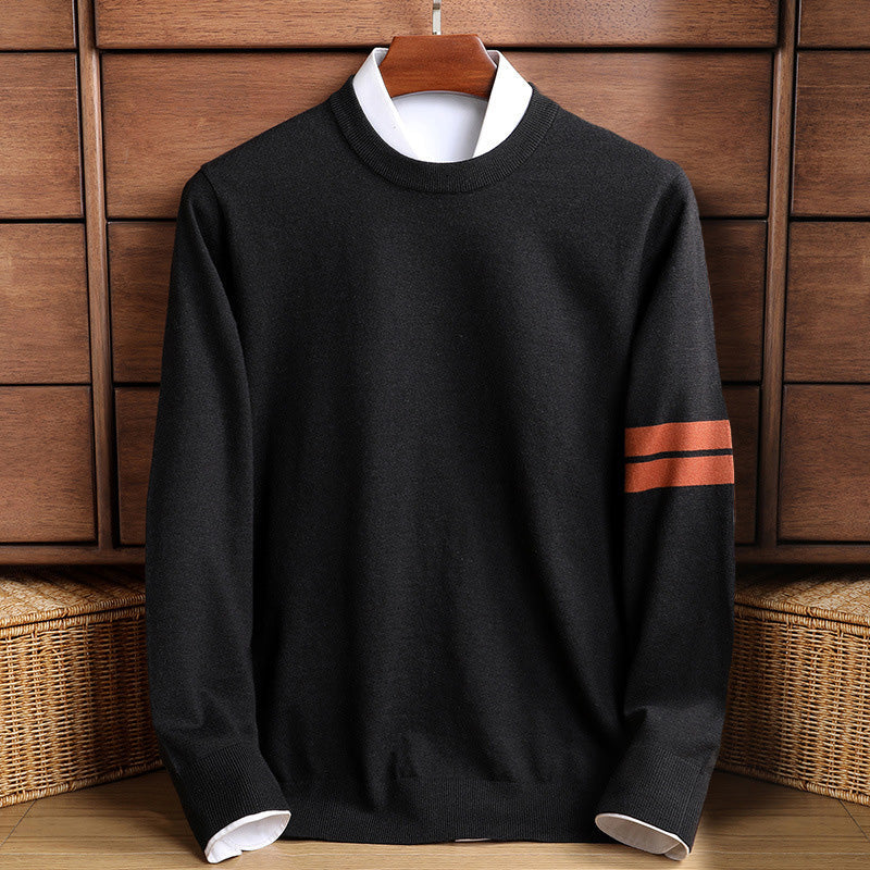 Men’s Pullover Sweatshirt – Wool Blend – Classic Fit – Mock Neck – Ribbed Trim – Sporty Detail