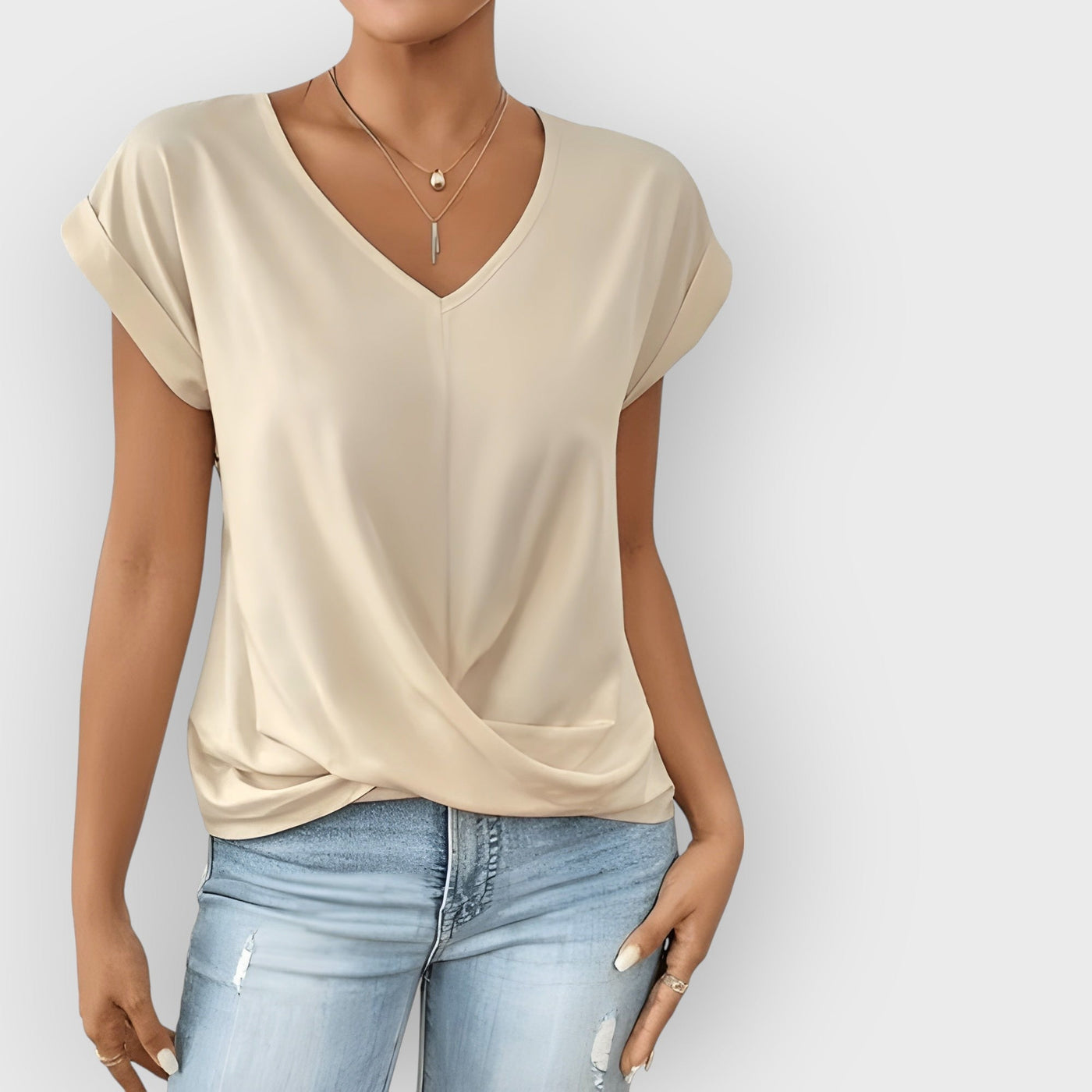 Maia -  V-Neck Tie Front Top