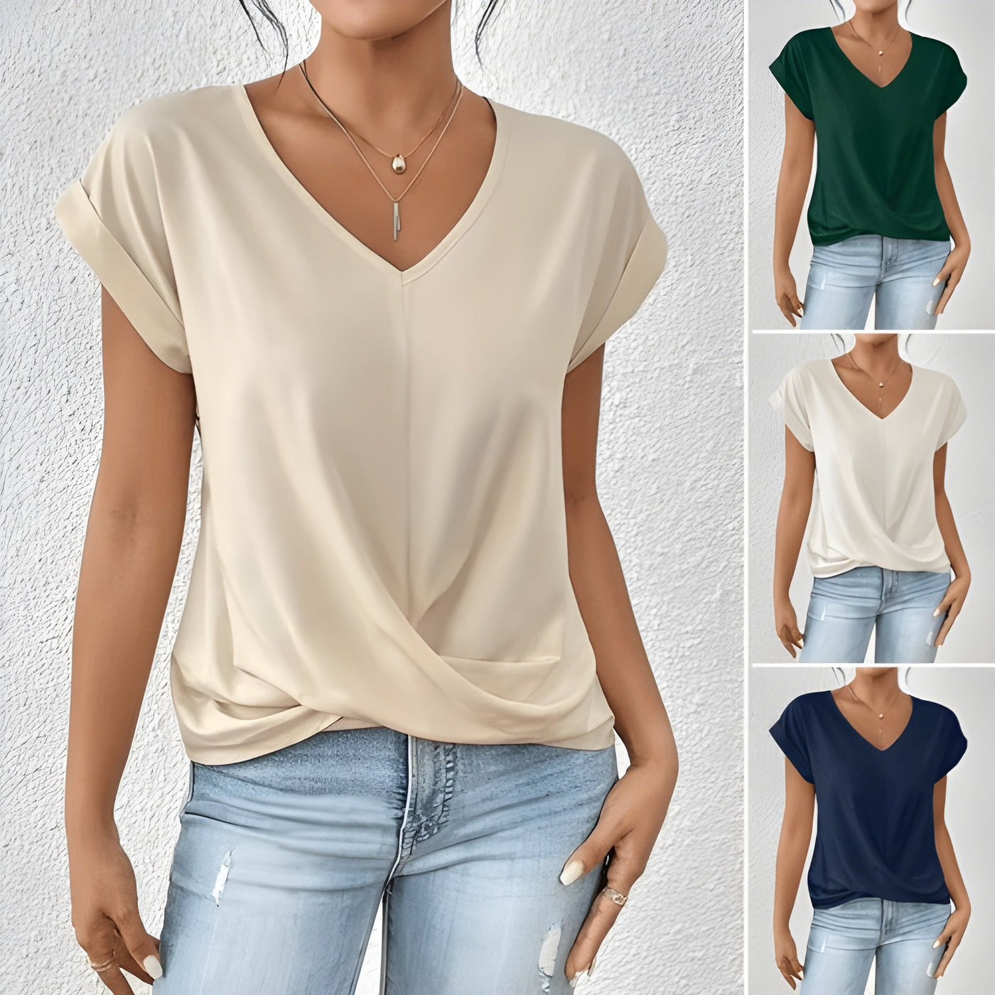 Maia -  V-Neck Tie Front Top