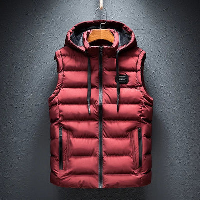 Men’s Hooded Vest – Quilted Insulated – Regular Fit – Zipper Front – Detachable Hood