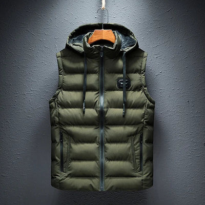 Men’s Hooded Vest – Quilted Insulated – Regular Fit – Zipper Front – Detachable Hood
