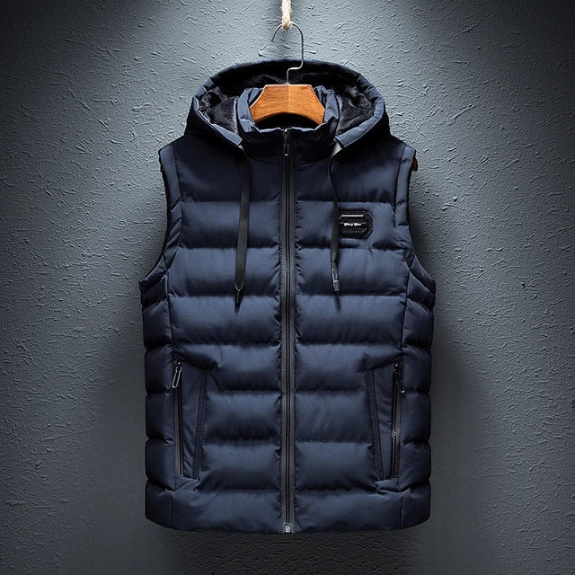 Men’s Hooded Vest – Quilted Insulated – Regular Fit – Zipper Front – Detachable Hood