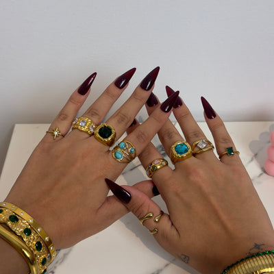 Geometric Blue Tiger Eye Ring