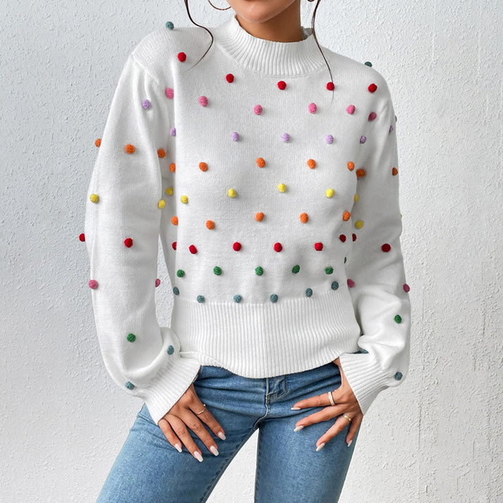 Avencea | Playful Knit Pom-Pom Sweater for Casual Styles
