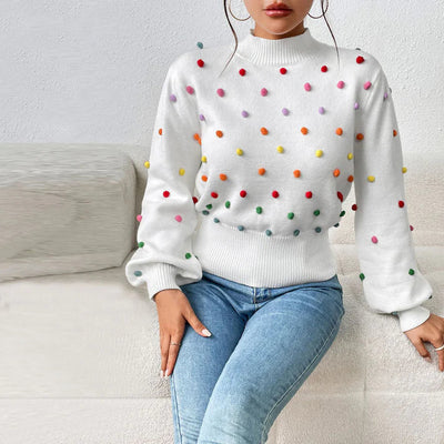 Avencea | Playful Knit Pom-Pom Sweater for Casual Styles