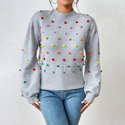 Avencea | Playful Knit Pom-Pom Sweater for Casual Styles