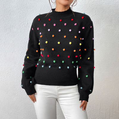 Avencea | Playful Knit Pom-Pom Sweater for Casual Styles