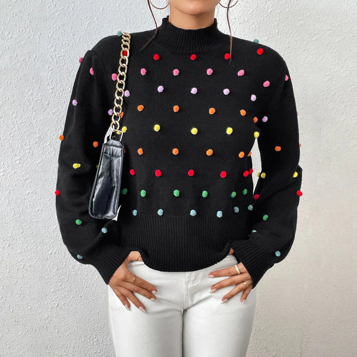 Avencea | Playful Knit Pom-Pom Sweater for Casual Styles