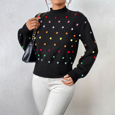 Avencea | Playful Knit Pom-Pom Sweater for Casual Styles