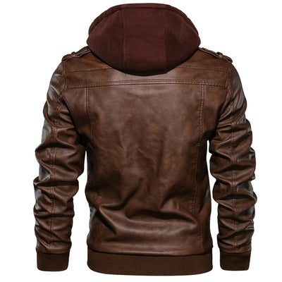 Avencea - Herens leather jacket with hood for optimal style and warmth