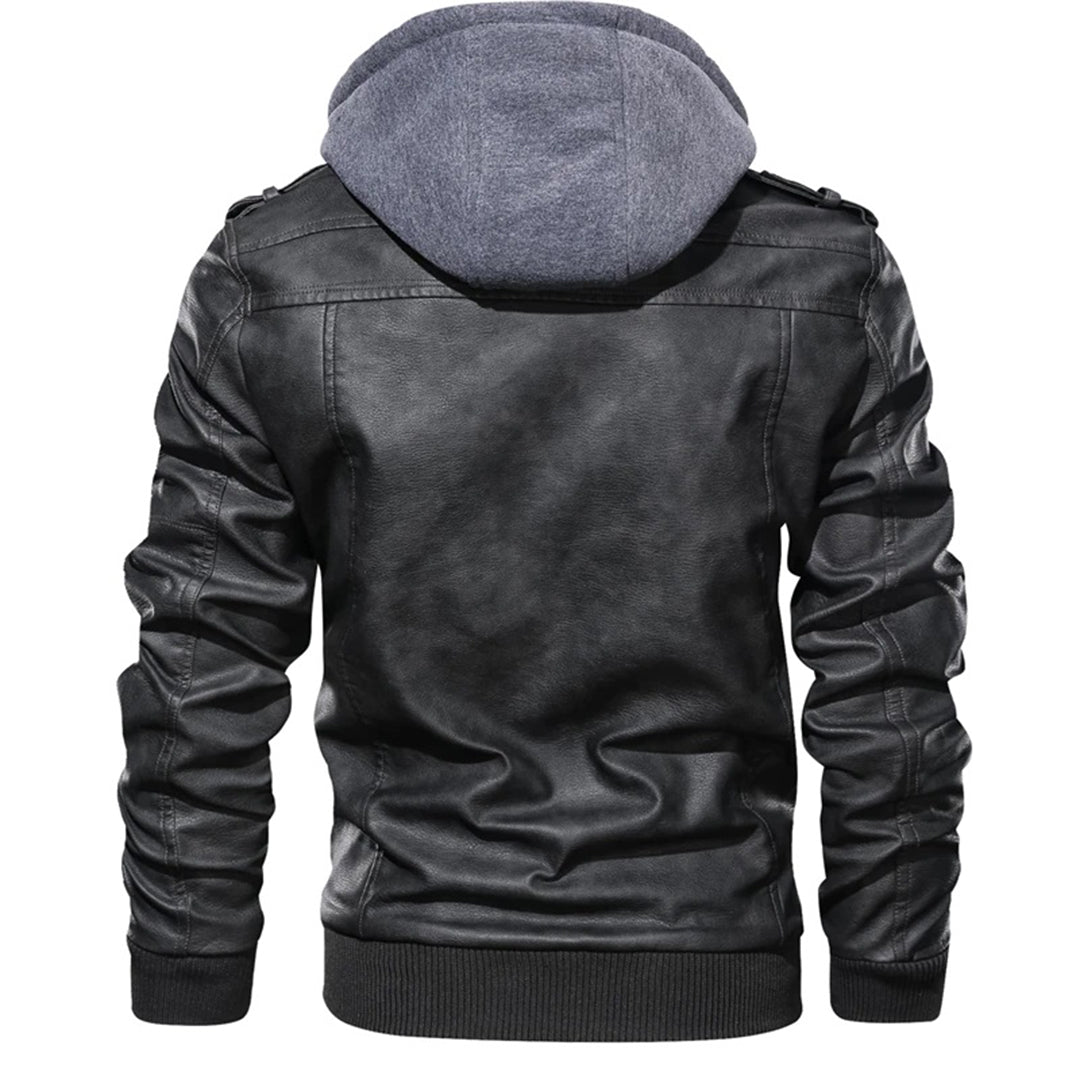 Avencea - Herens leather jacket with hood for optimal style and warmth