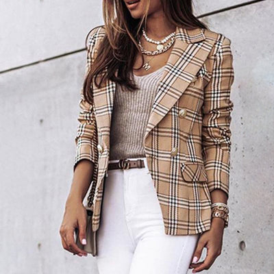 Avencea - Elegant Plaid Blazer