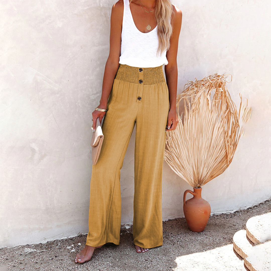 Avencea - High Waist Loose Pants with Wide Legs
