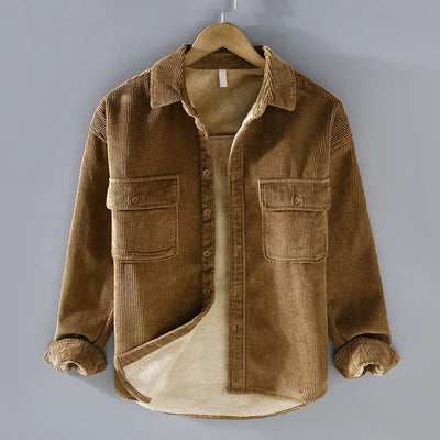 Men’s Corduroy Jacket – Relaxed Fit – Button-Up – Chest Pockets – Soft Texture