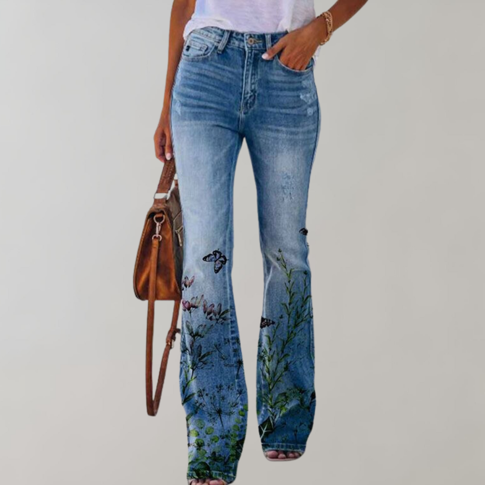 Avencea - Women's Flare Pants with Vibrant Prints