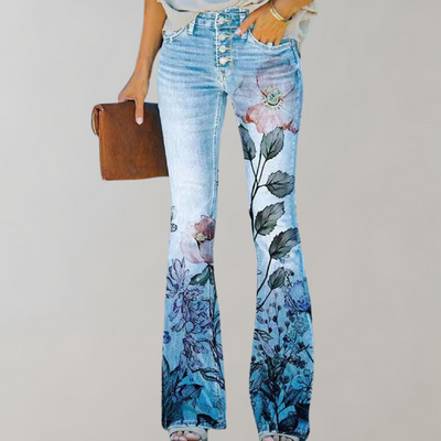 Avencea - Women's Flare Pants with Vibrant Prints