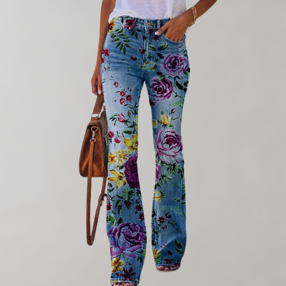 Avencea - Women's Flare Pants with Vibrant Prints