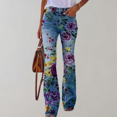 Avencea - Women's Flare Pants with Vibrant Prints