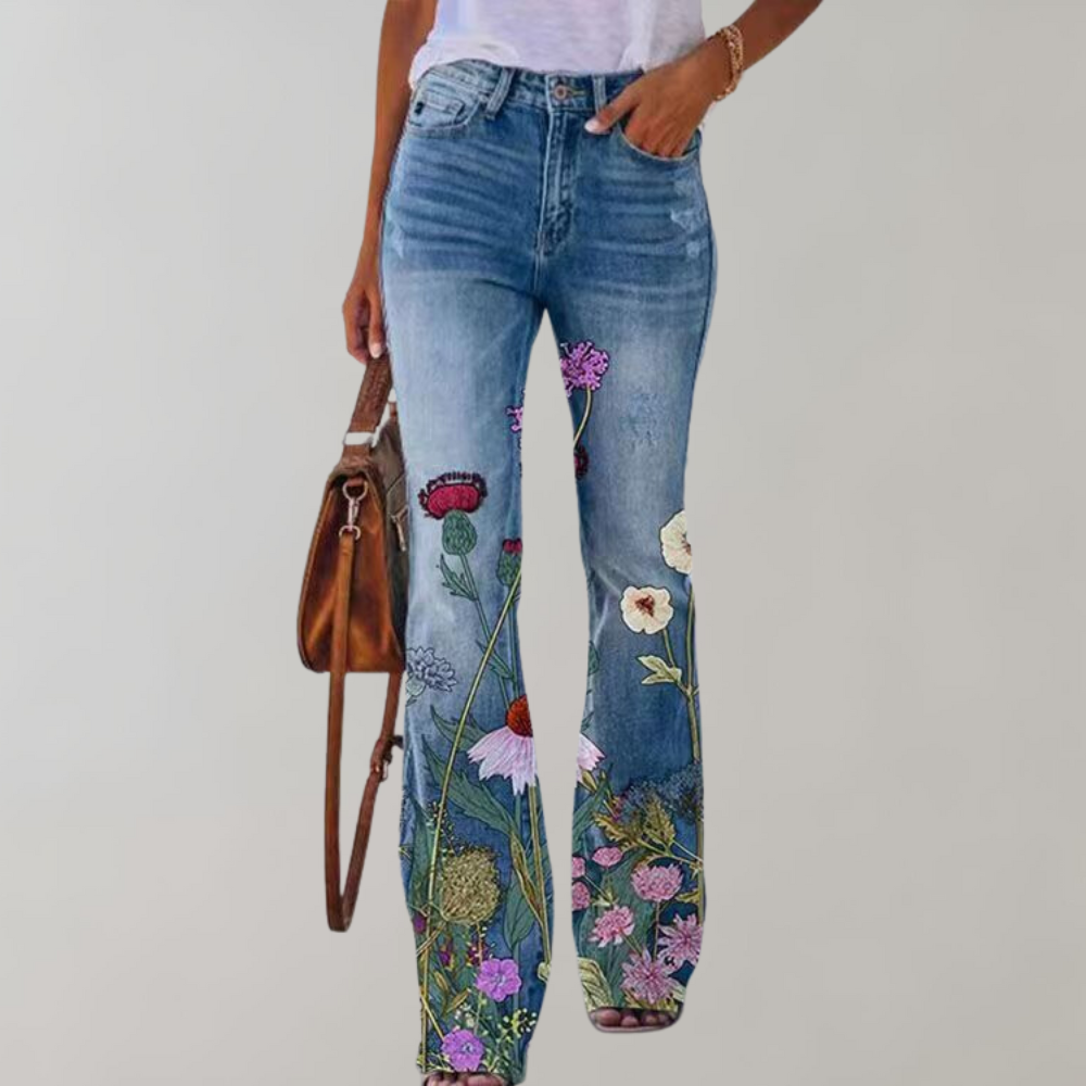 Avencea - Women's Flare Pants with Vibrant Prints