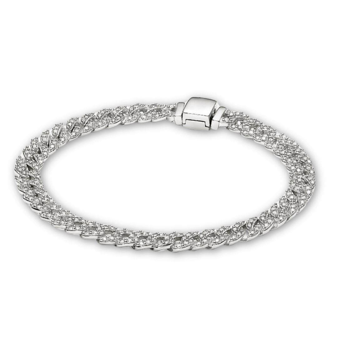 Moissanite Cuban Bracelet | White Gold