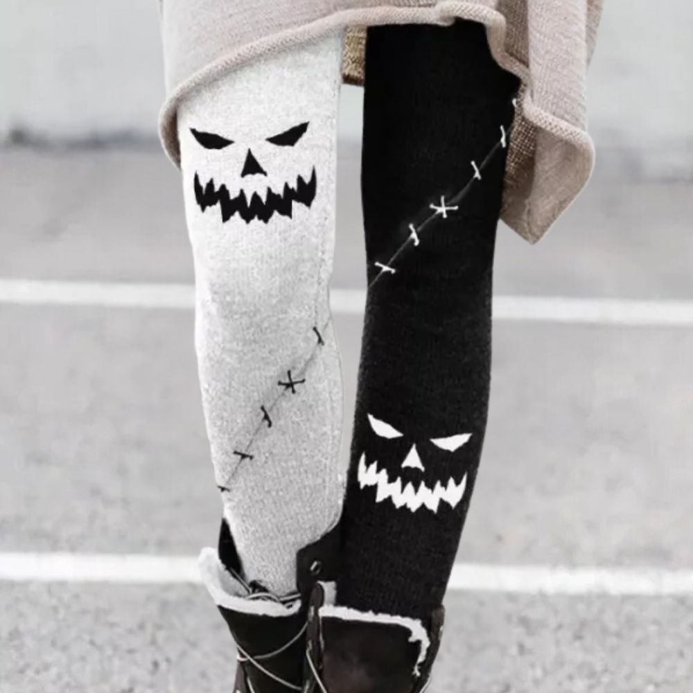 Women’s Leggings – Stretch Fit – Breathable Knit – Geometric Pattern – Full Length