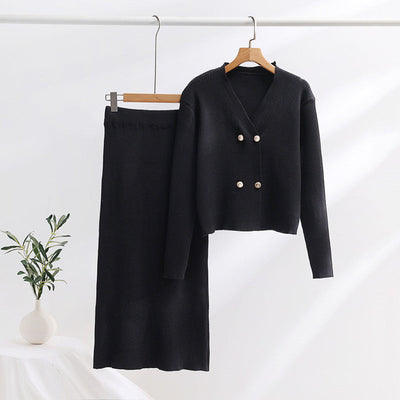 Selva Luna – Ribbed Knit Cardigan & Skirt Set