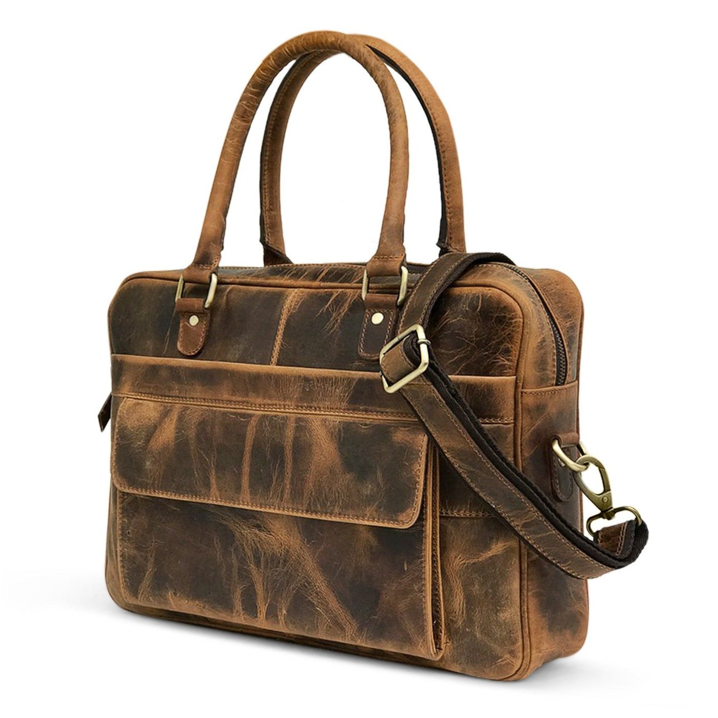 Hunter Brown Leather Laptop Bag
