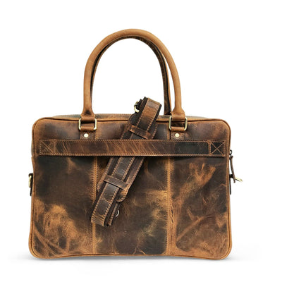 Hunter Brown Leather Laptop Bag
