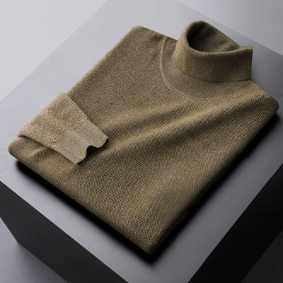 Men’s Turtleneck Sweatshirt – Wool Knit – Regular Fit – Ribbed Trim – Long Sleeve
