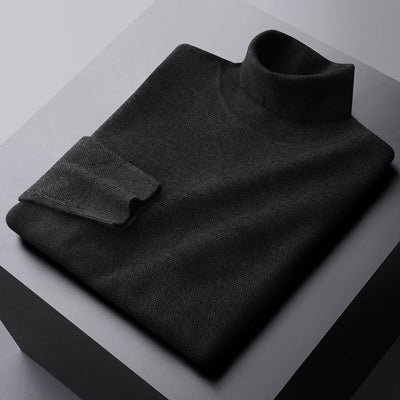 Men’s Turtleneck Sweatshirt – Wool Knit – Regular Fit – Ribbed Trim – Long Sleeve