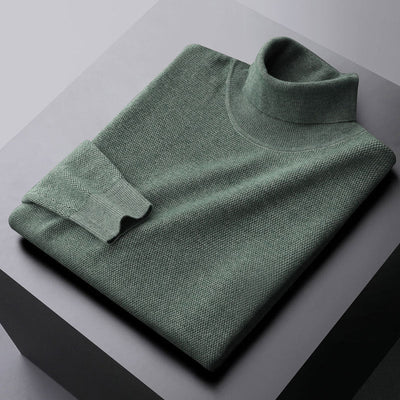 Men’s Turtleneck Sweatshirt – Wool Knit – Regular Fit – Ribbed Trim – Long Sleeve