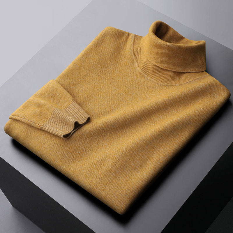 Men’s Turtleneck Sweatshirt – Wool Knit – Regular Fit – Ribbed Trim – Long Sleeve