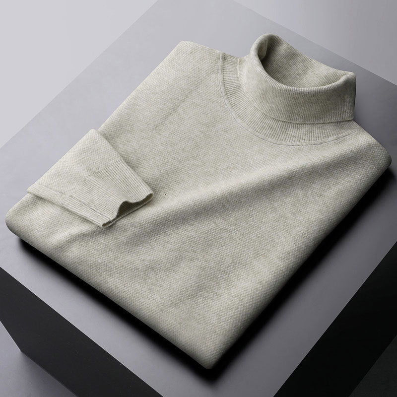 Men’s Turtleneck Sweatshirt – Wool Knit – Regular Fit – Ribbed Trim – Long Sleeve