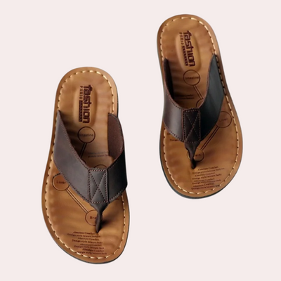 Avencea - Leather Slippers for Men in Light Brown, Black, and Brown
