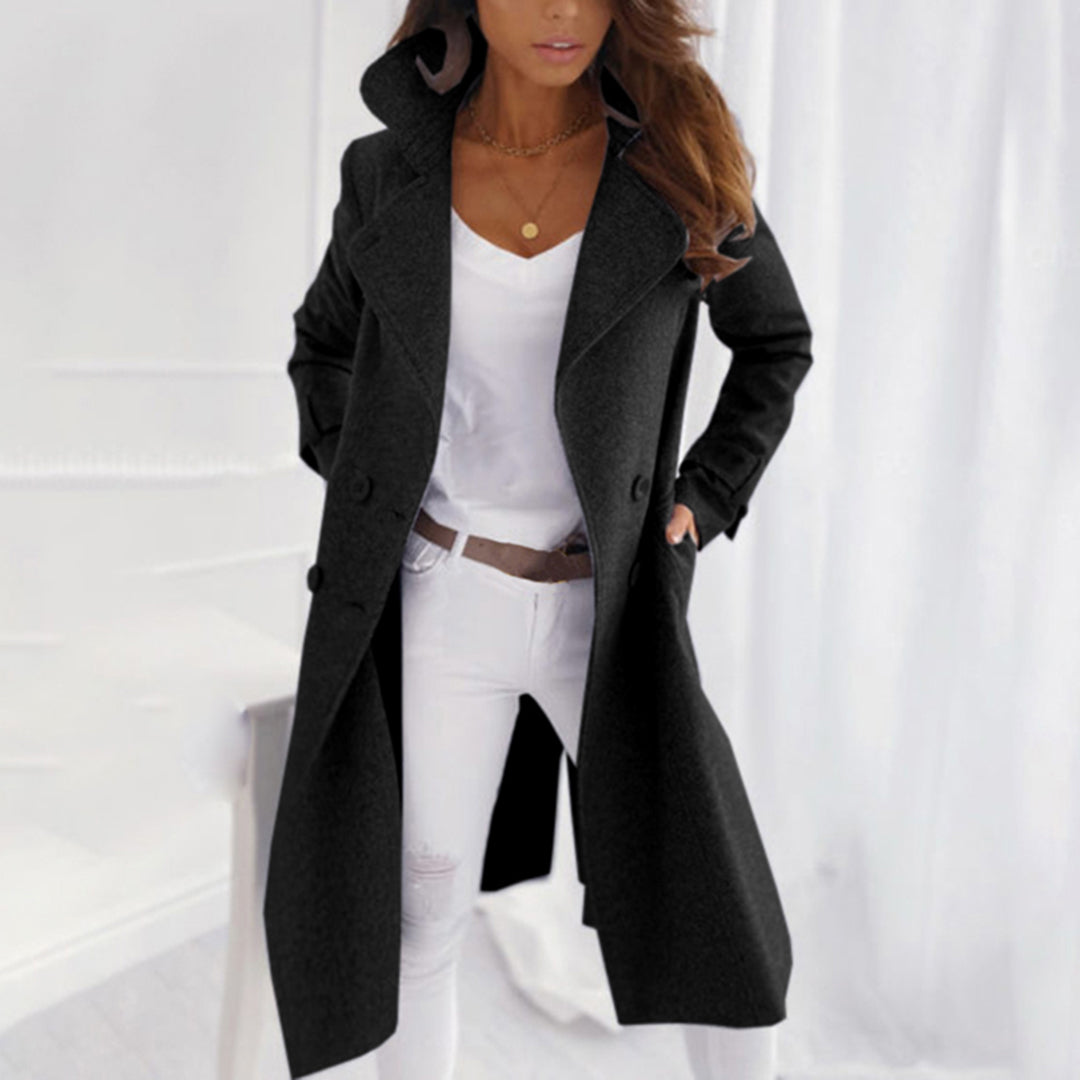 Avencea - Ladies' long smart coat with buttons