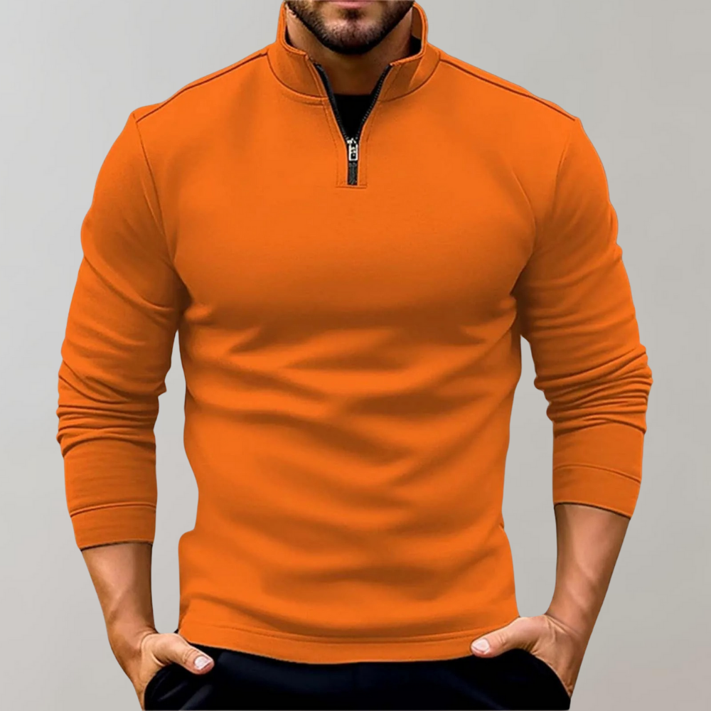Avencea - Warm men's sweater with zipper and low collar