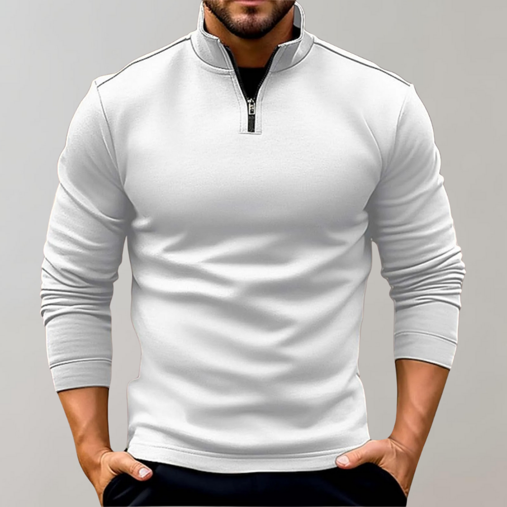 Avencea - Warm men's sweater with zipper and low collar
