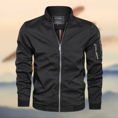 Men’s Bomber Jacket – Regular Fit – Ribbed Collar – Water-Resistant – Zipper Pocket